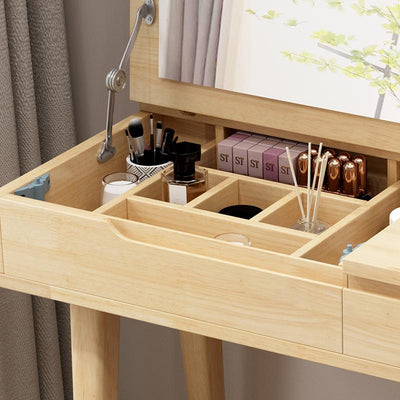 Nordic Dressing Table Simple Solid Wood Dressing Table Multi Functional Flip Bedroom Cabinet Small