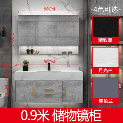 Bathroom Marble Bathroom Cabinet Combination Set Wash Basin Light Luxury Intelligent Bathroom Simple