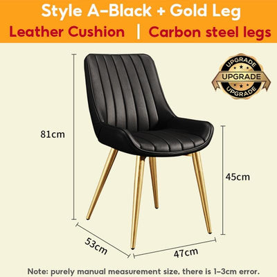 DF New Dining Chair Nordic Dining Chair Waterproof Leather Gold Dining Chair Home Iron Art Chair