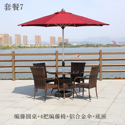 Baojing outdoor tables and chairs with umbrella courtyard leisure furniture garden iron balcony