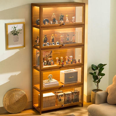 Cabinet Hand-made Display Stand Lego Acrylic Transparent Storage Cabinet Solid Wood Dust-proof