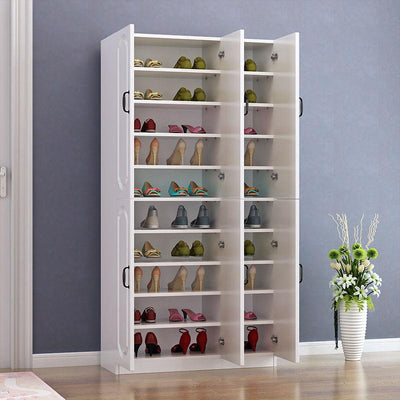 European Style Shoe Cabinet Multi Storey Large Capacity Storage Cabinet Wooden Household Balcony