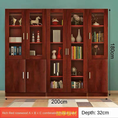 SENBIJU Bookshelf Modern Shelf Living Room Cabinet Glass Door Locker Simple Bookcase Free