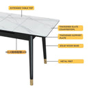 DF Sintered Stone Dining Table Set Extendable Marble Long Table and Chair