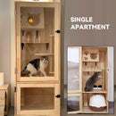 HOOOPET Cat Cage Solid Wood Cat Villa Household Luxury Three Floor Cat Cabinet Pet House