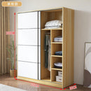 (MUWU) Modern 2021 Wardrobe Nordic Simple Economy Family Bedroom Rental Room Solid Wood Sliding Door