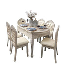 European-style Marble Dining Tables and Chairs Set Small Huxing Solid Wood Retractable Folding Round