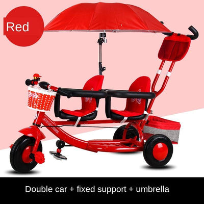 Twin Tricycle Stroller Lightweight Baby Bicycle Double Seat Two-child Travel Artifact