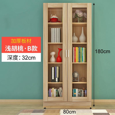 LAL Bookcase Bookshelf Cabinet Combination Office Solid Wood Filing Cabinet With Lock Glass Door