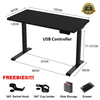 OROR Standing Desk 120cm Height Adjustable Table 4 Memory Height Ergonomic Office Table