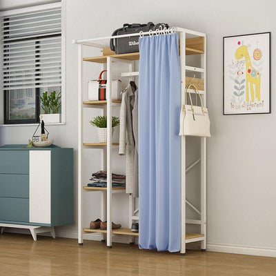 Clothes Rack Shoe Curtain With Family Clothes Rack Plus Wide Wardrobe Bedroom Multi-functional