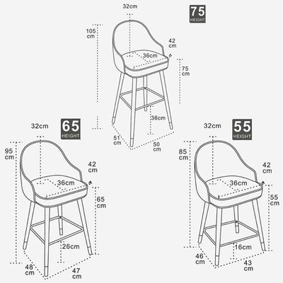 Bar Chair Modern Simple Light Luxury Household Bar Stool Thickened Iron Back Chair Comfortable Soft