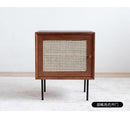 Solid Wood Side Table Japanese-style Bedside Table Rattan Side Cabinet Bedroom And Living Room Star