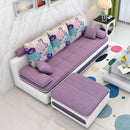 L-shaped 3-4 Seat Sofa With Footrest Living Room Economical Sofa Bed Combo Set Removable And