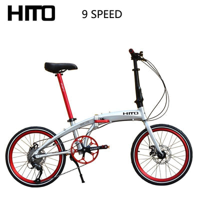 Hito classic 20 inch folding bicycle aluminum alloy 9-speed super light carrying small adult bicycle