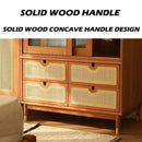 Koala Japanese Style Solid Wood Wardrobe Home Bedroom Wicker Sliding Door Wardrobe Flat Simple Large
