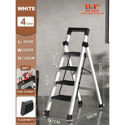 12🔥12 SHANJIE Ladder Carbon Steel Folding Step Ladder Thickened Widened Multi-functional