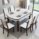 Marble and Chair Combination Modern Simple Telescopic Folding Variable Round Dining Table Solid Wood