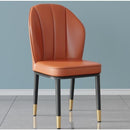 DF Leather Dining Chair Waterproof Nordic Chair With Gold Legs Wear-resistant Iron Stool Backrest