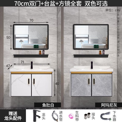 K.T Aluminum Alloy Mirror Cabinet Bathroom Cabinet Combination Small Cabinet Bathroom Integrated