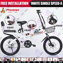 Phoenix Foldable Bicycle 7-speed Variable Speed Bicycle High-carbon Steel Folding Bike Subway Travel