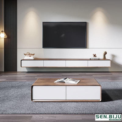 SENBIJU Nordic Light Luxury Tv Cabinet Tea Table Combination Simple Modern Small House Wall Hanging