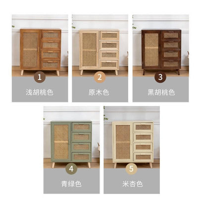 GC Storage Cabinet Solid Wood Rattan Cabinet Sideboard Modern Simple Living Room Wall Cabinet