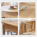 (MUWU) Solid Wood Folding Table And Chair Combination Nordic Style Restaurant Family Dining Table