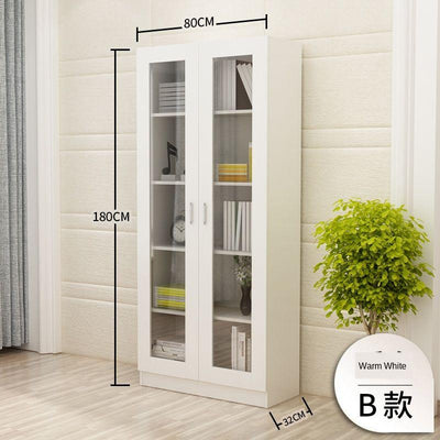 SENBIJU Bookshelf Modern Shelf Living Room Cabinet Glass Door Locker Simple Bookcase Free