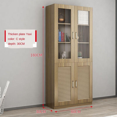 SENBIJU Bookshelf Modern Shelf Living Room Cabinet Glass Door Locker Simple Bookcase Free