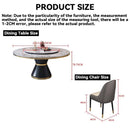 APOLLO Natural Marble Dining Table With Turntable Simple Slate Round Table Dining Table And Chair