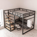 KW Loft Bed Small Apartment Iron Frame Bed Apartment High And Low Bed Frame