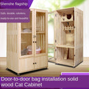 Closed Luxury Solid Four Wood Seasons Universal Double-layer Cabinet Home Cage Villa Cat House