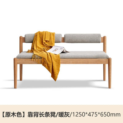 Genji Wood Language Wood Solid Bench Simple Oak Dining Stool Soft Bag Bench Northern European