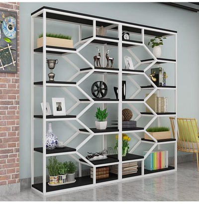 💚 Living Office Wrought Iron Bookshelf Room Floor Screen Simple Multi-layer Partition Wall Shelf 💚