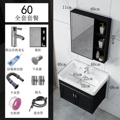 Family Small Toilet Basin Cabinet Combination Wall Mounted Ceramic Washstand Mini Balcony Simple