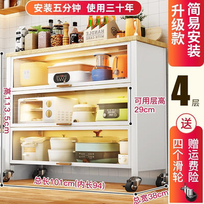 Kitchen Cabinet With Door Multi-functional Storage Cabinet For Bowls Chopsticks Plates Dishes Pans