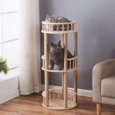 Sisal Condo Climbing Frame Cat Grabbing Board Solid Wood Tree Platform Nest Toys Cat Supplies