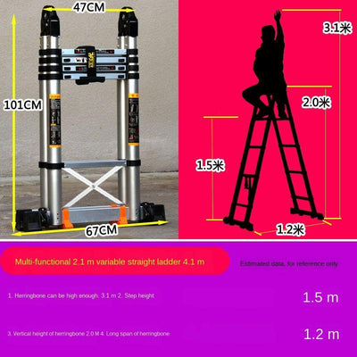 Thickened Aluminum Alloy Multi-function Telescopic Engineering Ladder Portable Herringbone Household