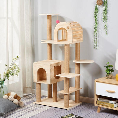 Large and Medium-sized Solid Wood Sisal Climbing Cat's Nest Wooden Four Seasons Universal Scratch