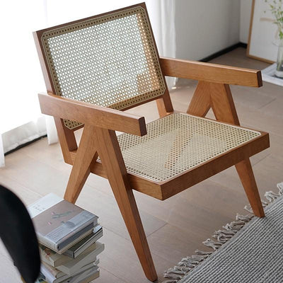 PINA 【Natural Rattan】Changdigar Middle ancient solid wood rattan balcony leisure single rattan chair