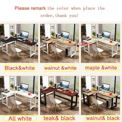 Wood L-Shaped Computer Desk Laptop Table Office Desk Study Table Space-Saving Easy to Assemble