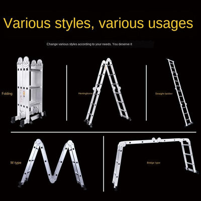 Baffen Telescopic Multi-functional Thickened Aluminum Alloy Folding Household Herringbone Ladder