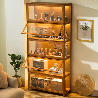 Cabinet Hand-made Display Stand Lego Acrylic Transparent Storage Cabinet Solid Wood Dust-proof