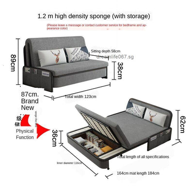 Small Foldable Sofa Bed Apartment Living Room Multi-functional Dual-use 1.5 m Wide Double Economical