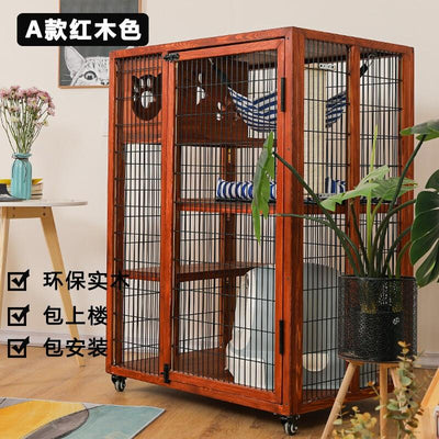 Cat Villa Qiyou Villa Solid Wood Oversized Three-layer Four-layer Cabinet House Wooden Pet Breeding