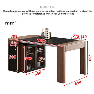 DF Extendable Dining Table and Chair Set With Storage Cabinet Rectangular Table - 1.6x8.5M