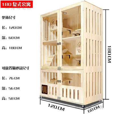 Cat Villa Cat House Pet Villa Four Seasons Universal Solid Wood Nest Closed Luxury Apartment