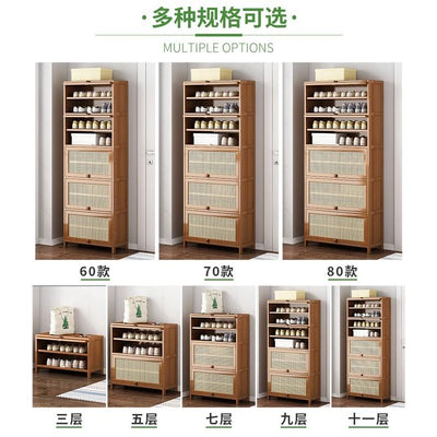 Rattan Bamboo Shoe Rack Shoe Rack Deodorant Breathable Floor Mounted Multi-layer Shoe Cabinet