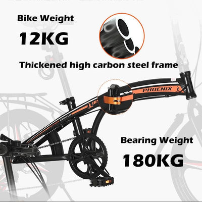 Phoenix Foldable Bicycle Shimano 7 Speed Variable Speed Folding Bike 20 Inch Folding Bicycle Ultra